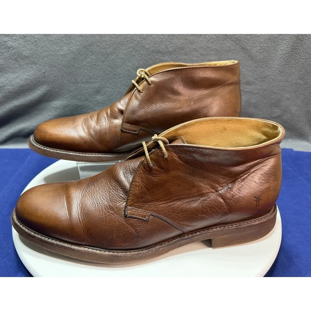 Frye Bowery Chukka Ankle Boots Brown Tan Mens Size 13 D Lace Up Leather